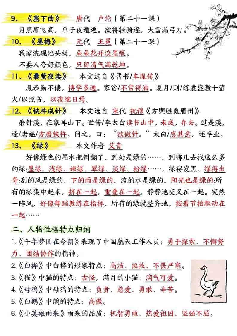 四年级下语文期末总复习重点知识点归纳整理-共29页