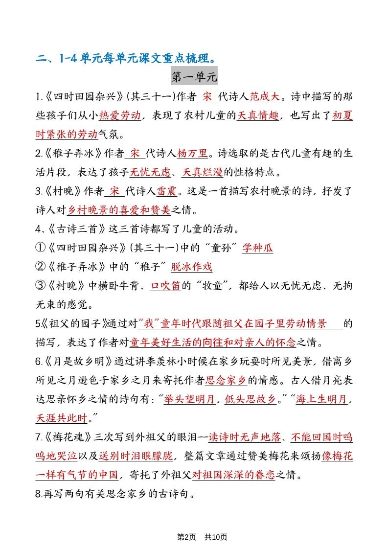 五年级下语文期中复习重点知识点汇总1