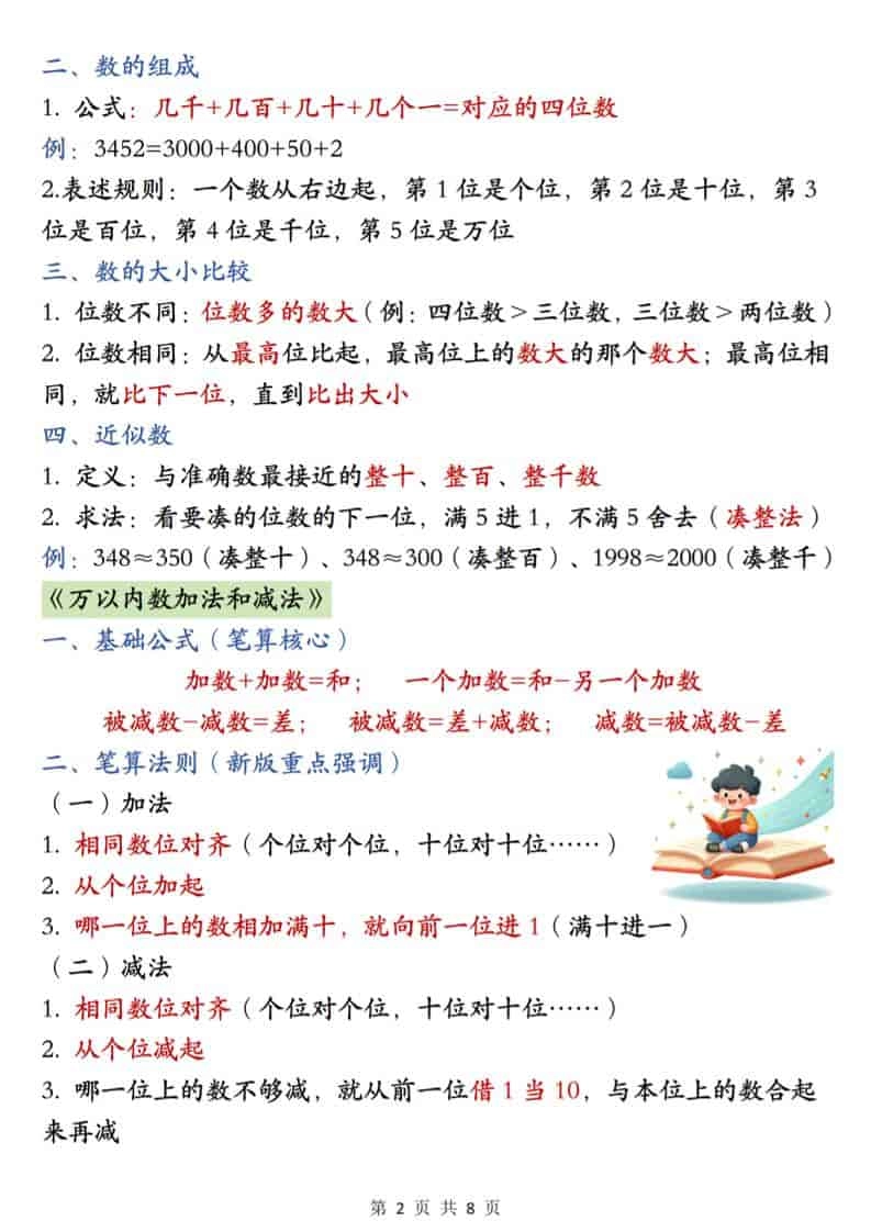 二年级下数学必背公式汇总《人教版》