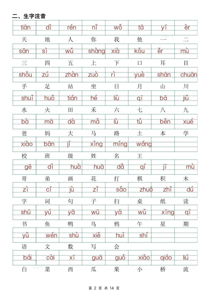 25新一上语文期中复习考点通关练习（含答案14页）-倾慕网