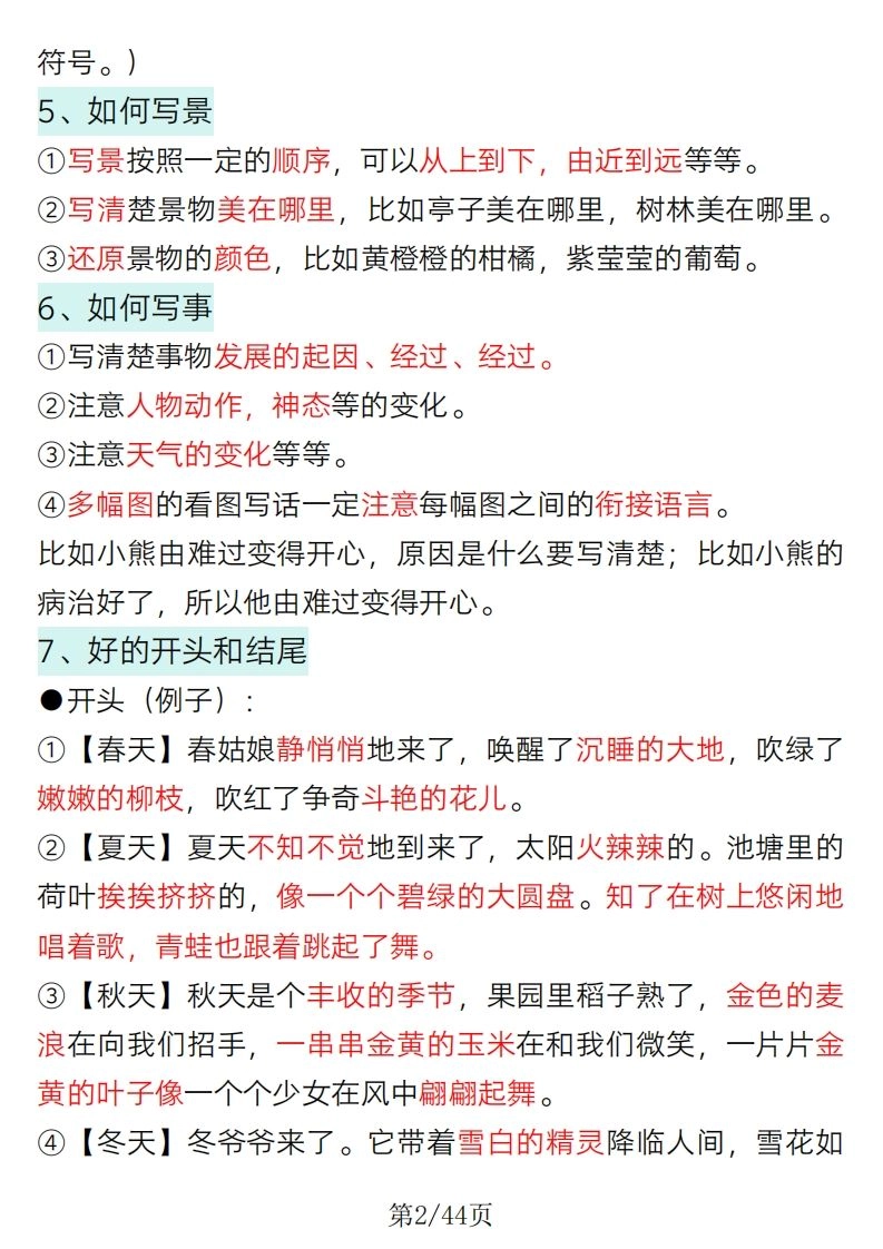 2025一年级语文下册看图写话要点总结+常考看图写话专项训练-倾慕网