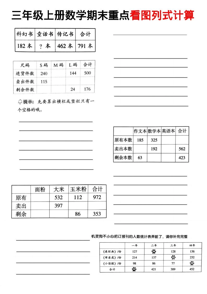 三上数学看图列式