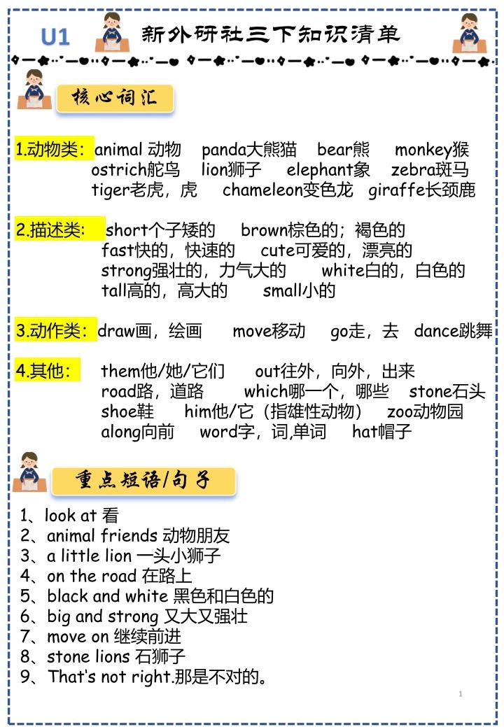 三下外研版英语知识点清单12页-倾慕网