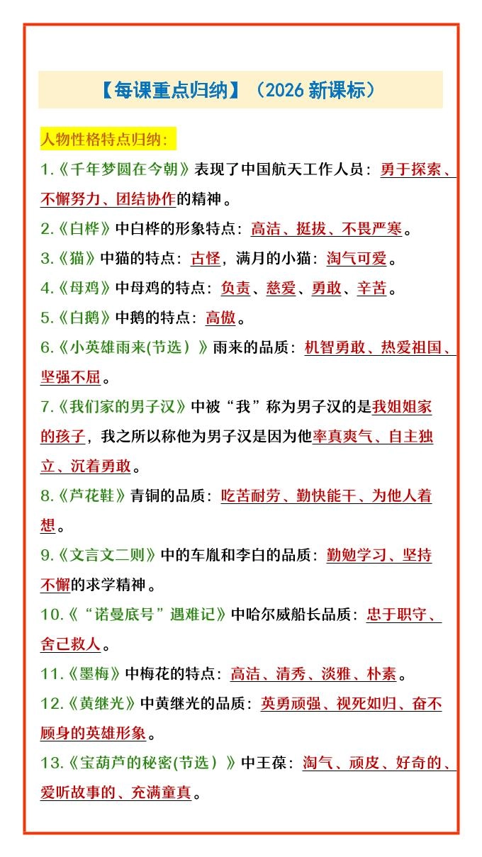 四年级下语文每课重点归纳-倾慕网