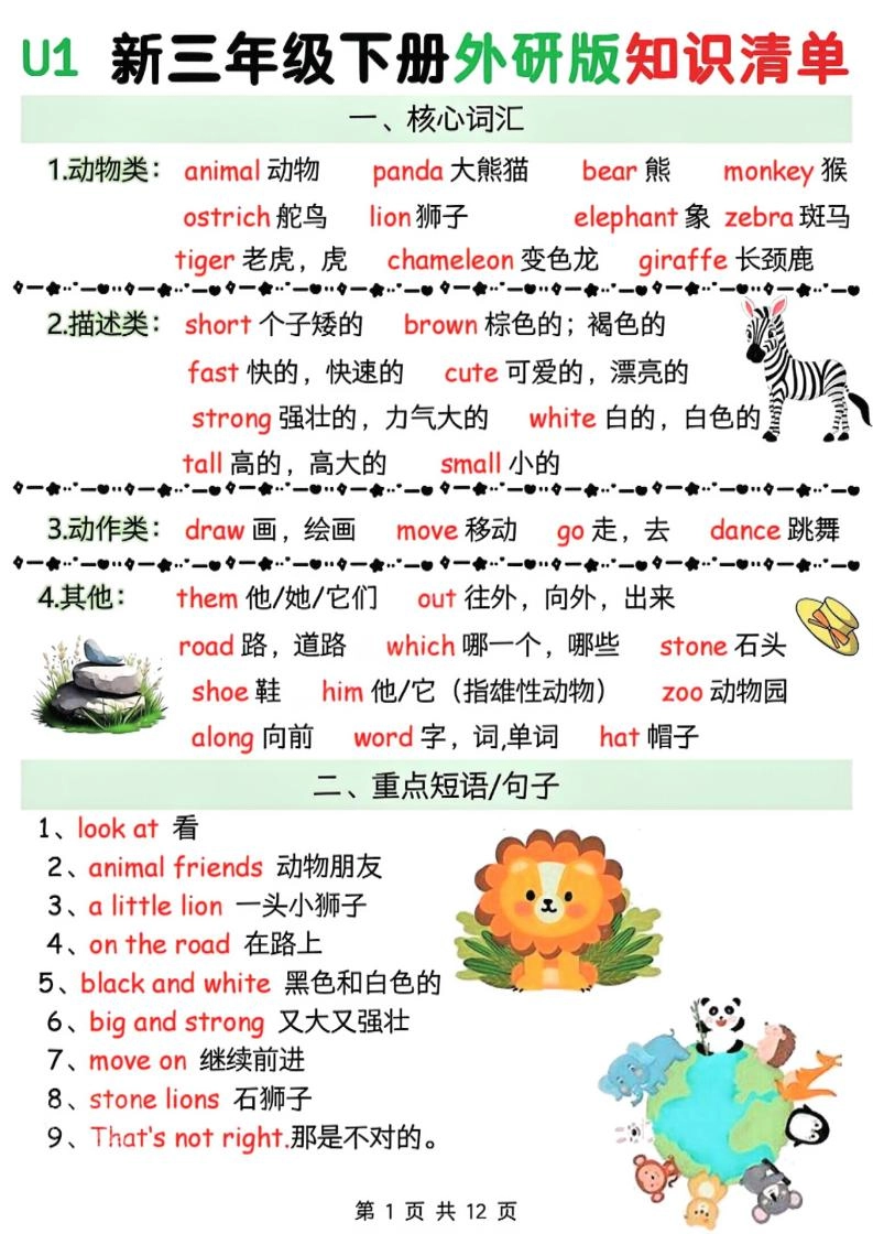 三年级下英语知识清单《外研版（三起）》-倾慕网